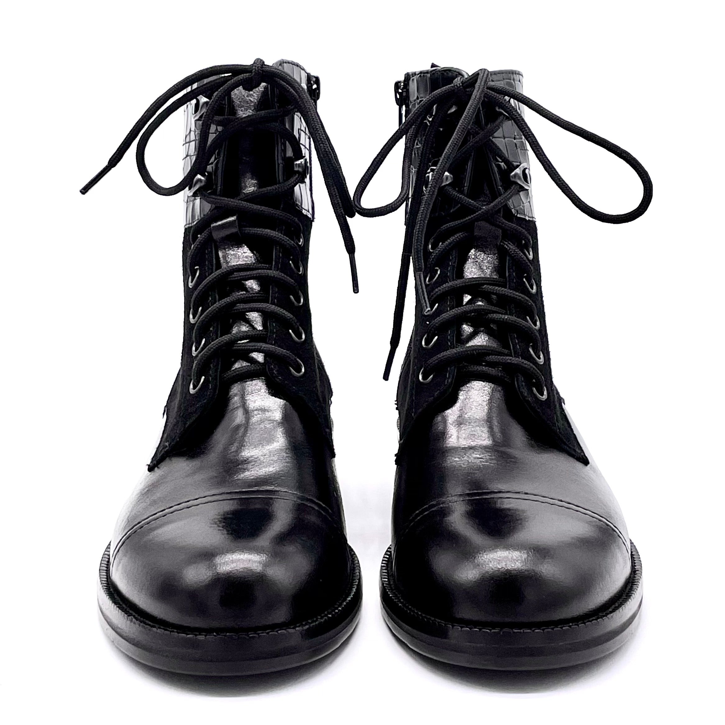 Elata 51529-3 bottine à lacets cuir noir talon 3,5 cm