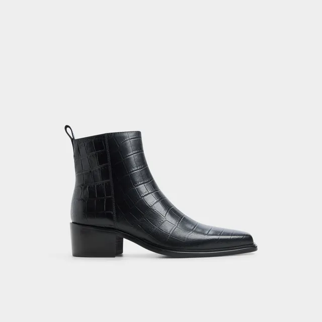 ALDO Brazos bottes western noires cuir croco