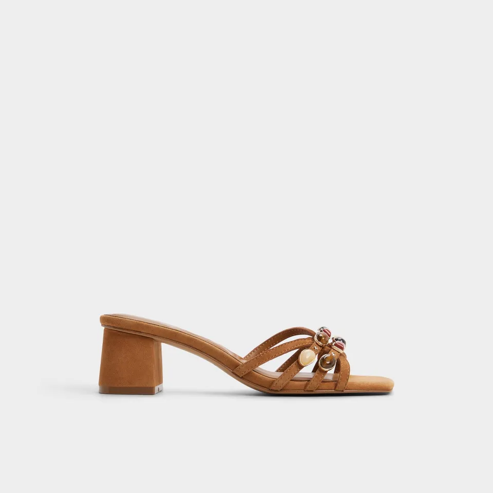 ALDO Jemstone mules talon bloc beige pierres