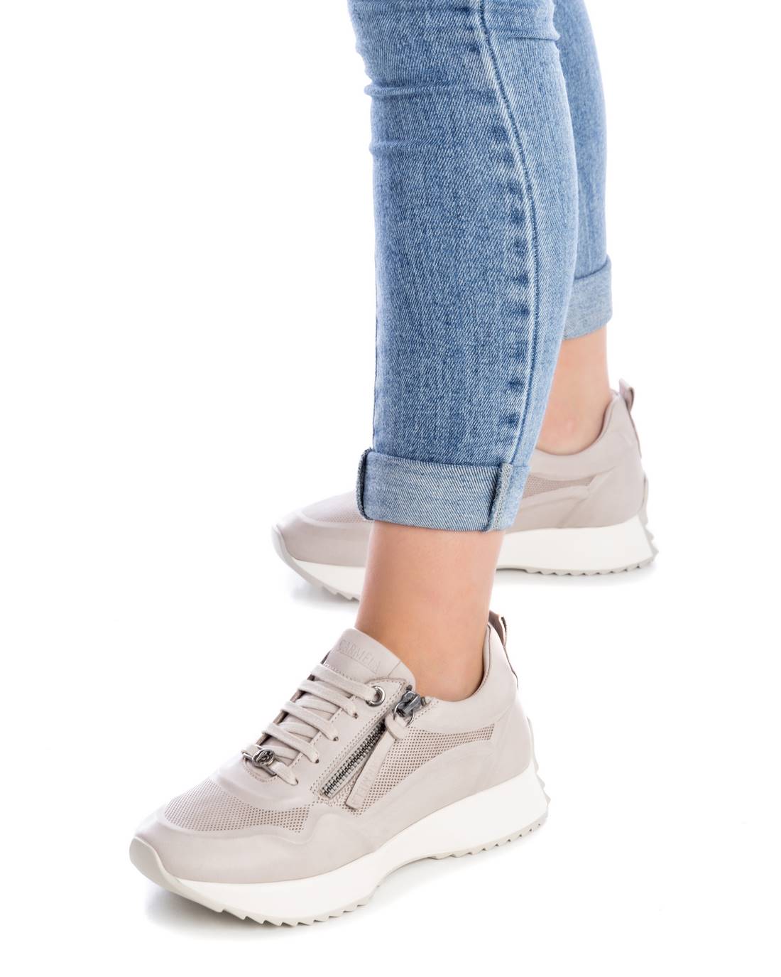 Carmela 16067001 sneaker cuir blanc zip