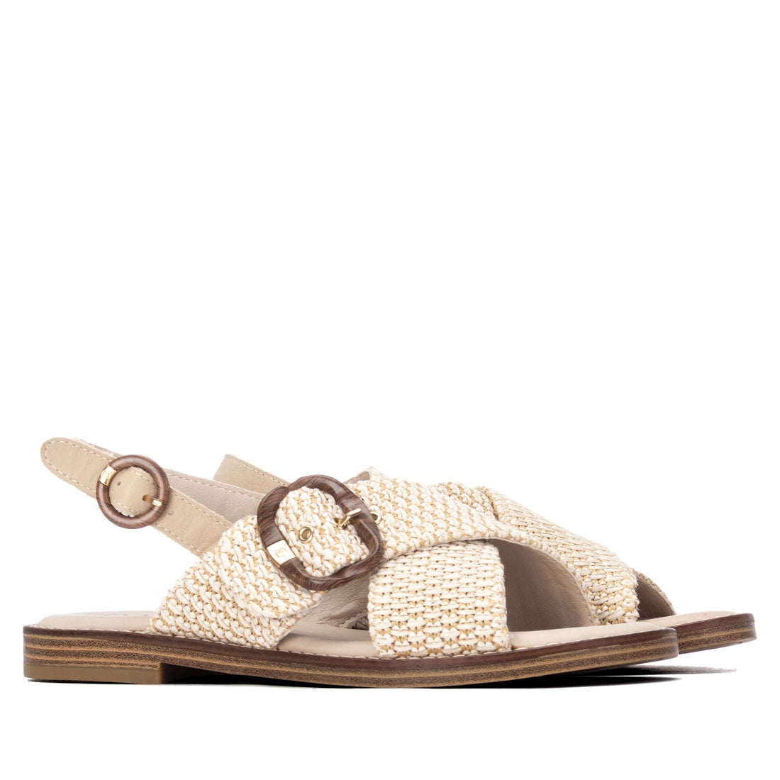 Carmela 16316001 sandales plates beige boucle