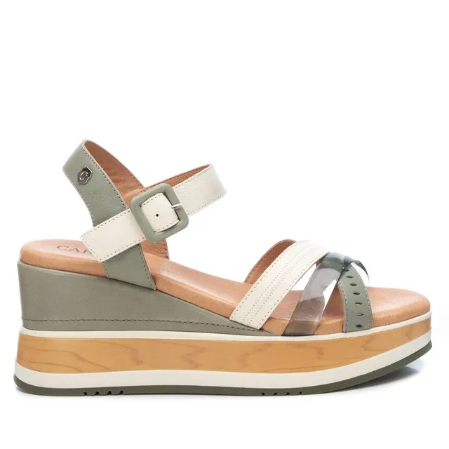 Carmela 16057404 sandale cuir verte compensée 8 cm