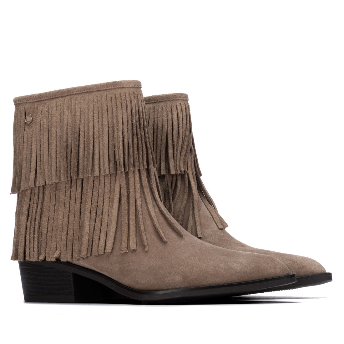Carmela 16439501 bottines suède taupe franges