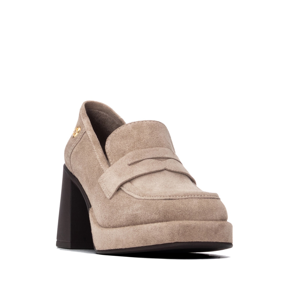 Carmela 16440002 mocassin femme cuir taupe talon moyen