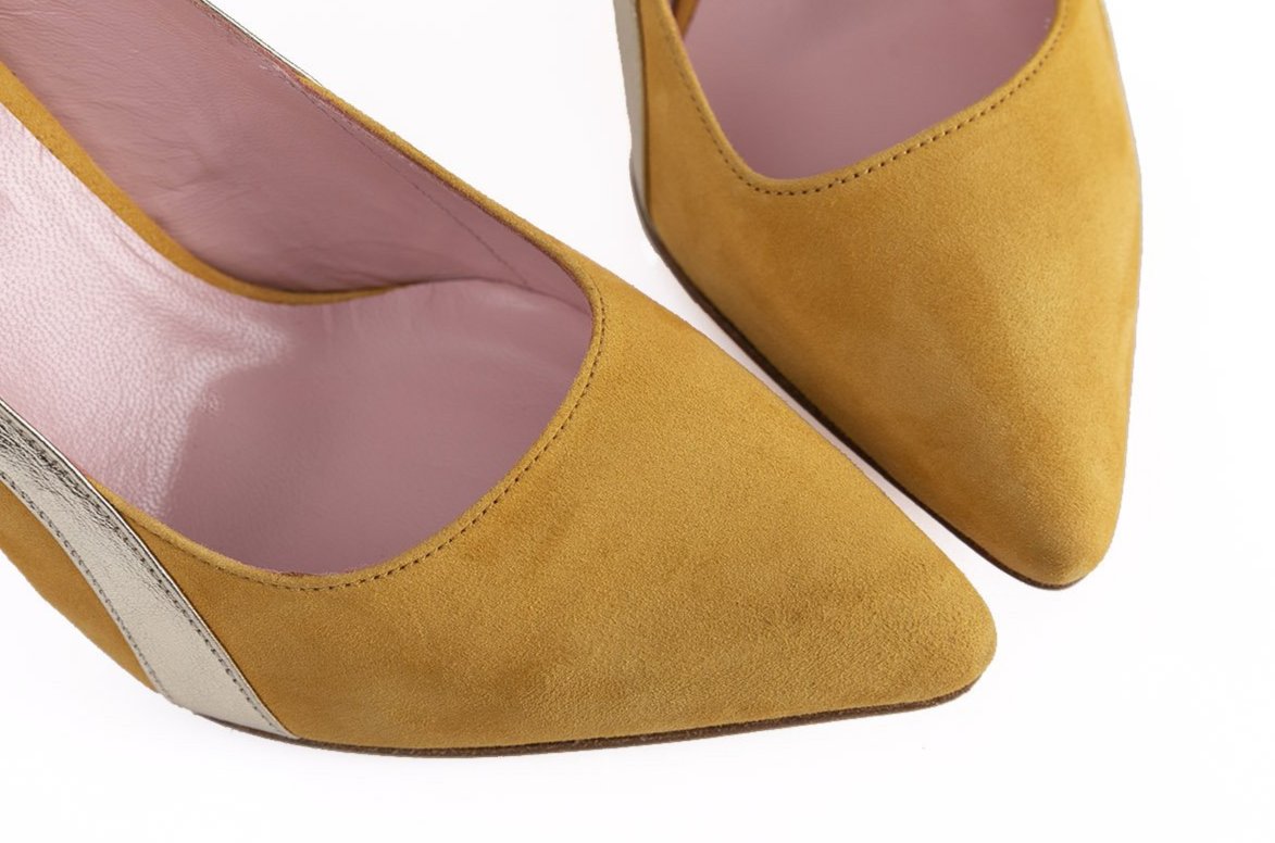Coralie Masson Gigi escarpins jaune doré talon 9 cm