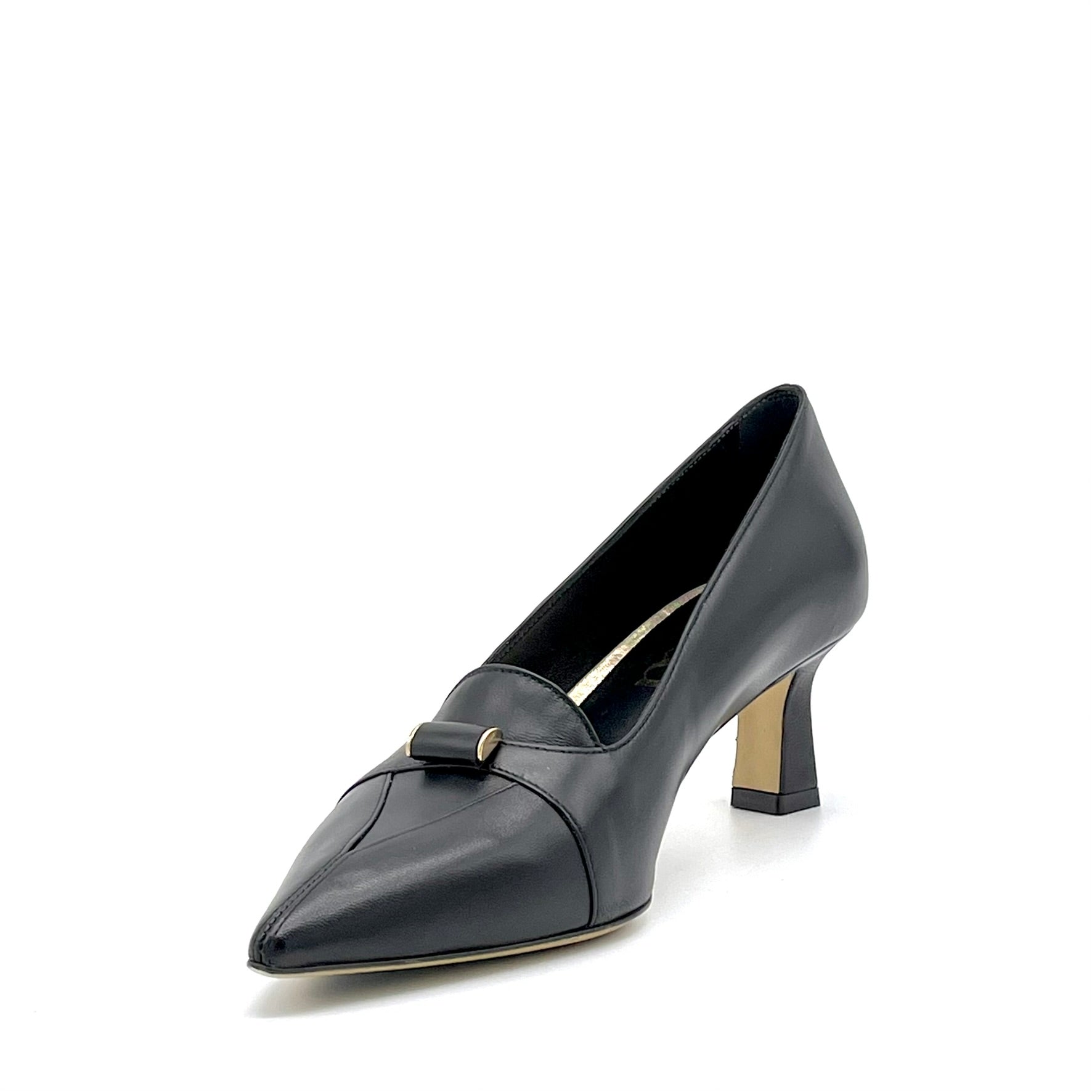 ELATA 56510 escarpins cuir noir doré talon 5,5 cm