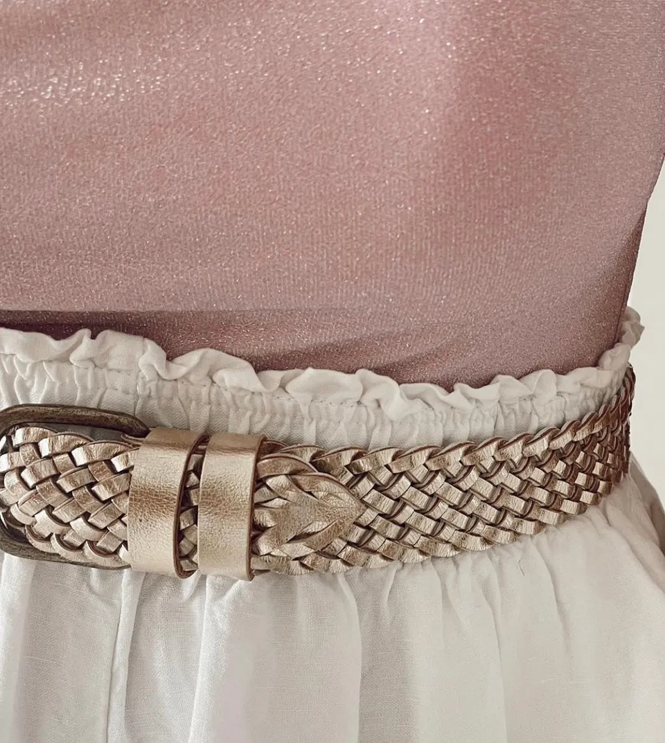 Coralie Masson Mila ceinture cuir doré tressé 4 cm