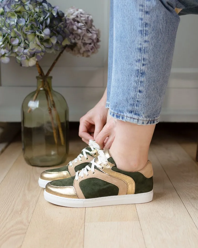 Dessine Moi Un Soulier Oscar Baskets Velours Kaki Camel Bronze