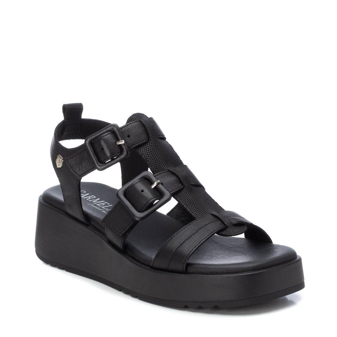 Carmela 16083304 sandales femme noir cuir plateforme