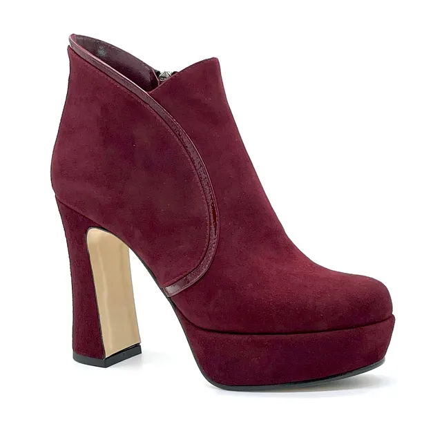 Elata 53539 bottine suède bordeaux talon 10,5 cm