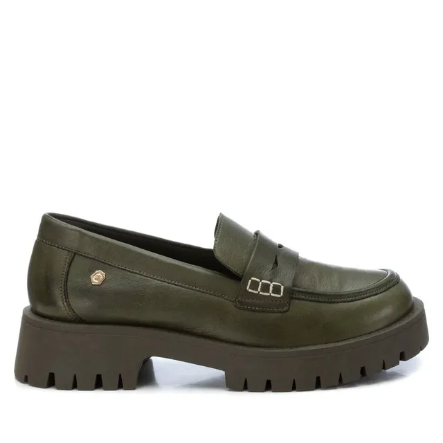 Carmela 16099106 mocassin cuir vert semelle crantée
