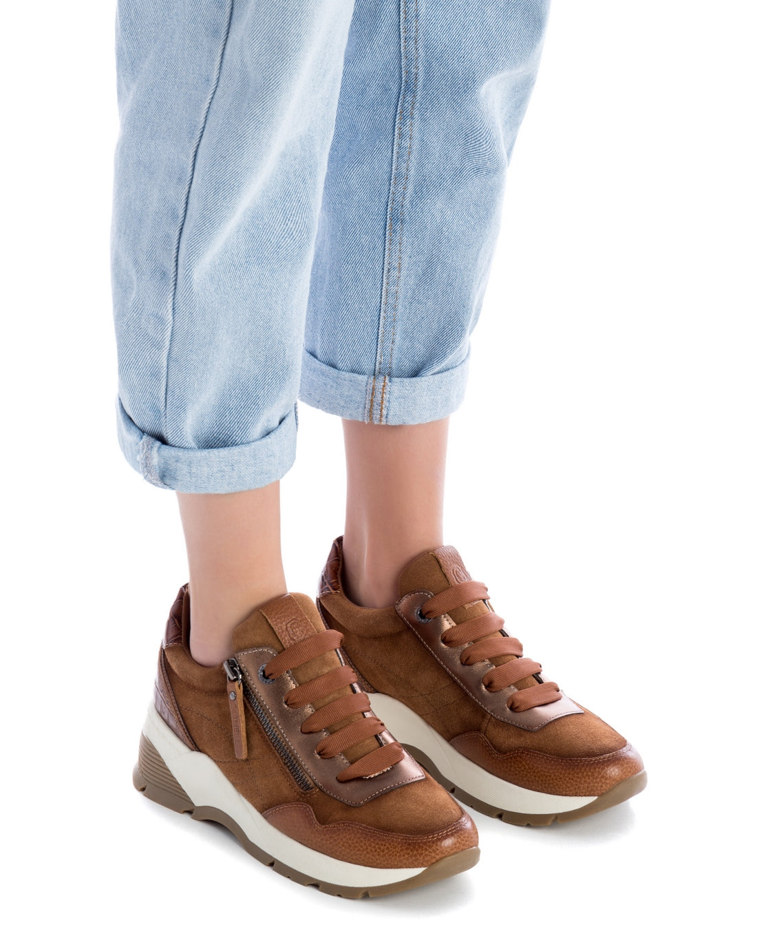 Carmela 16019503 baskets femme cuir marron zip
