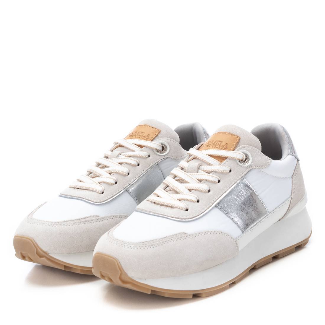 Carmela 16056007 baskets femme cuir argenté lacets