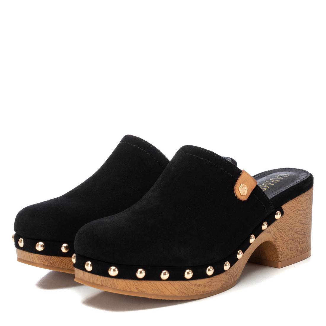 Carmela 16147504 sabot cuir noir clous talon 7 cm