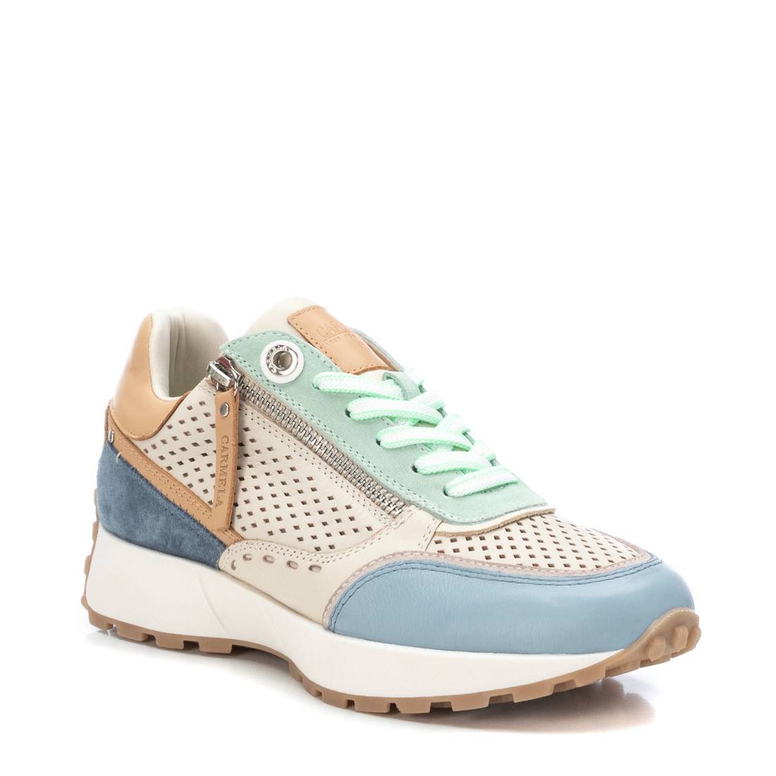 Carmela 16069803 sneaker bleue cuir zip perforée