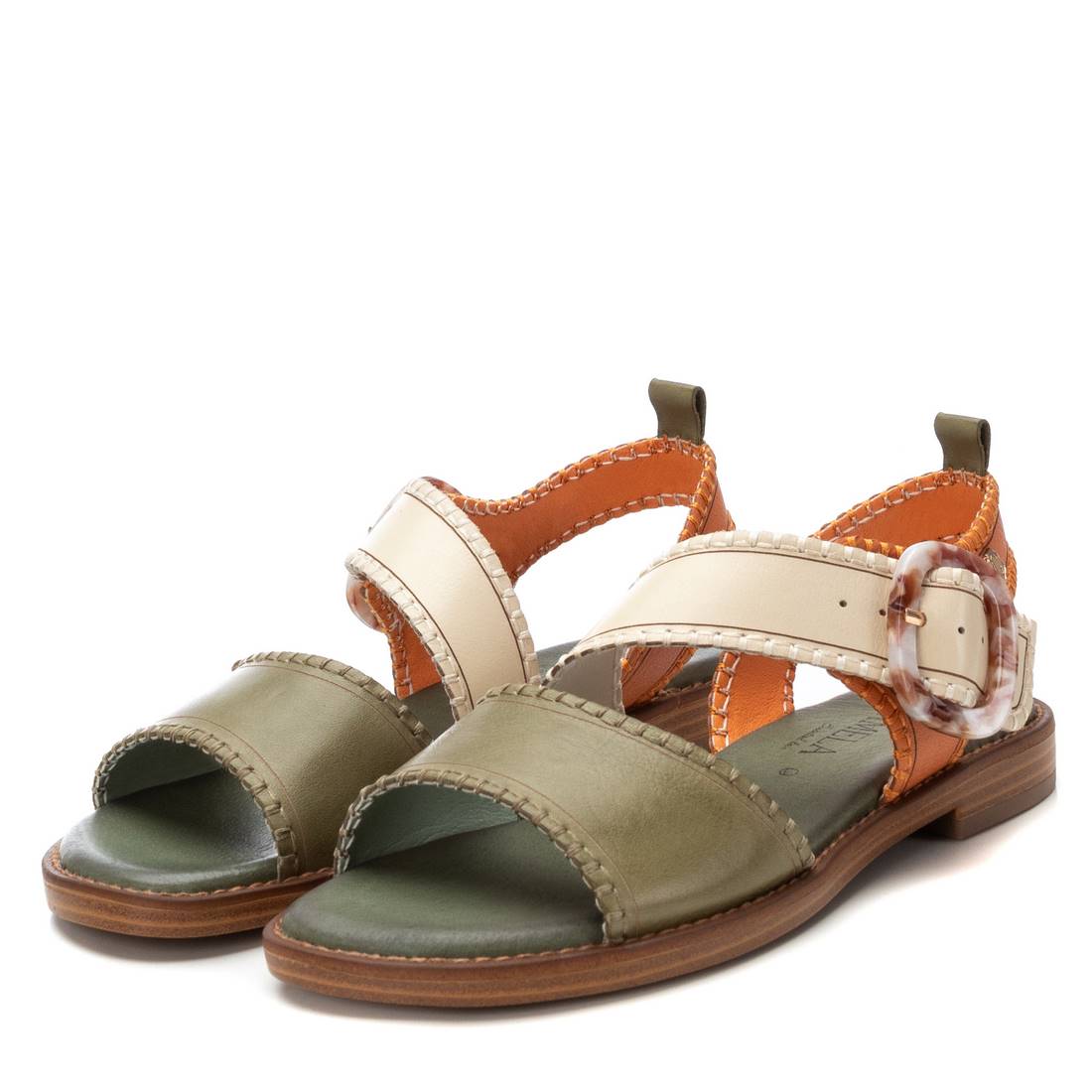 Carmela 16220303 sandales femme vert kaki cuir véritable
