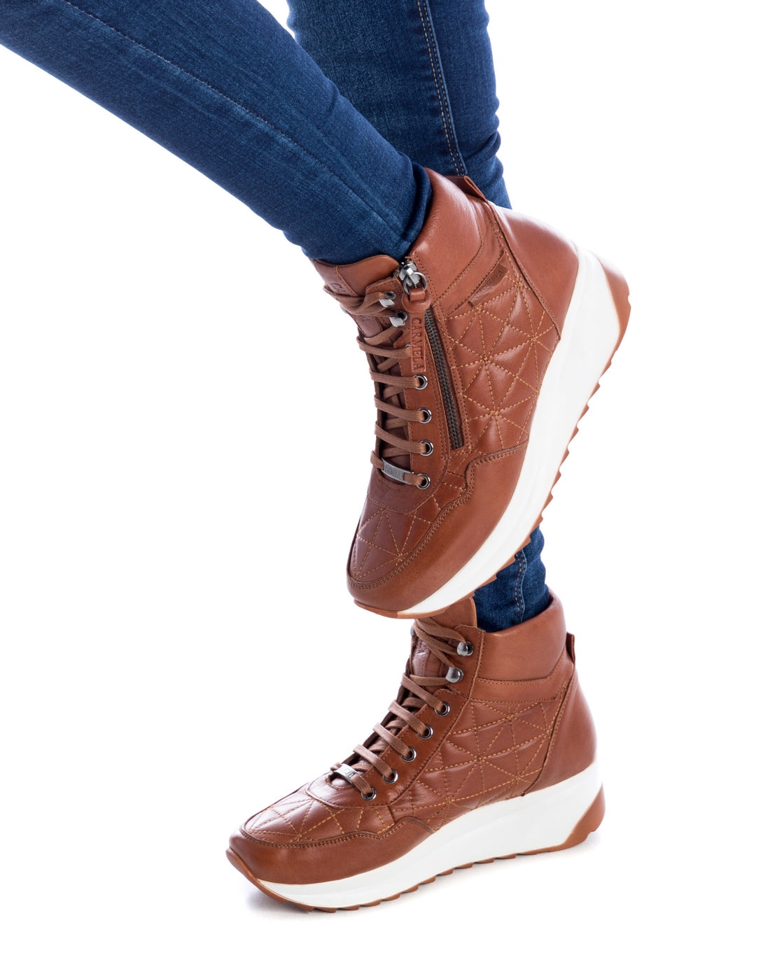 Carmela 16027904 basket cuir marron zip 4 cm