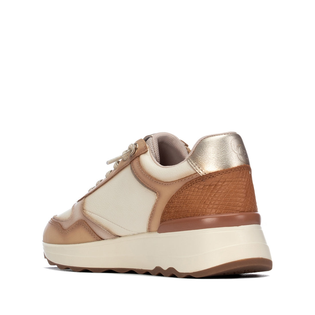 Carmela 16422101 basket femme beige cuir zip lacets