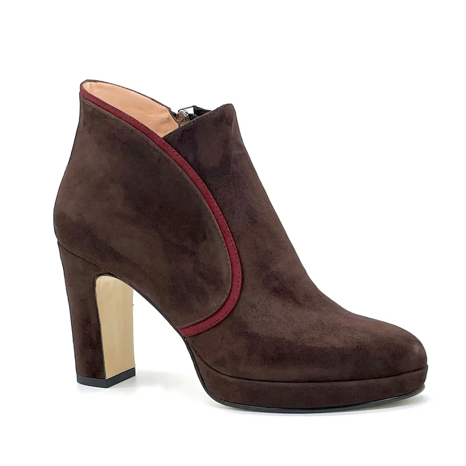 Elata 53541 bottine daim marron bordeaux pointure 39 talon 9,5 cm