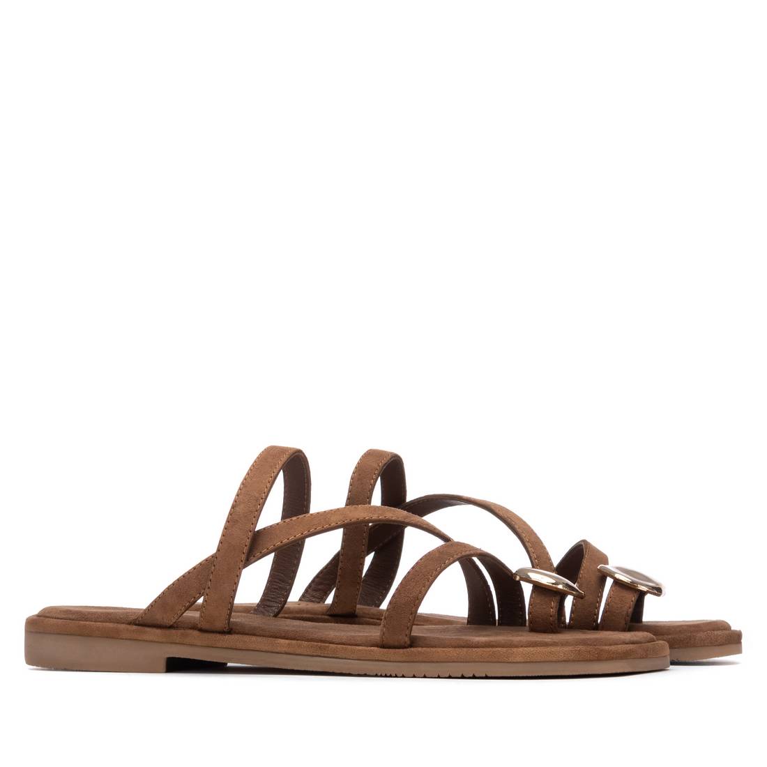 Carmela 16329102 sandales cuir camel multi-brides plates