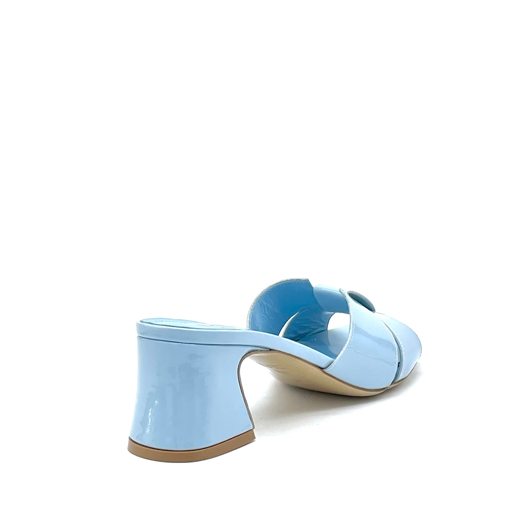ELATA 14179 mules cuir verni bleu ciel talon 5,5 cm