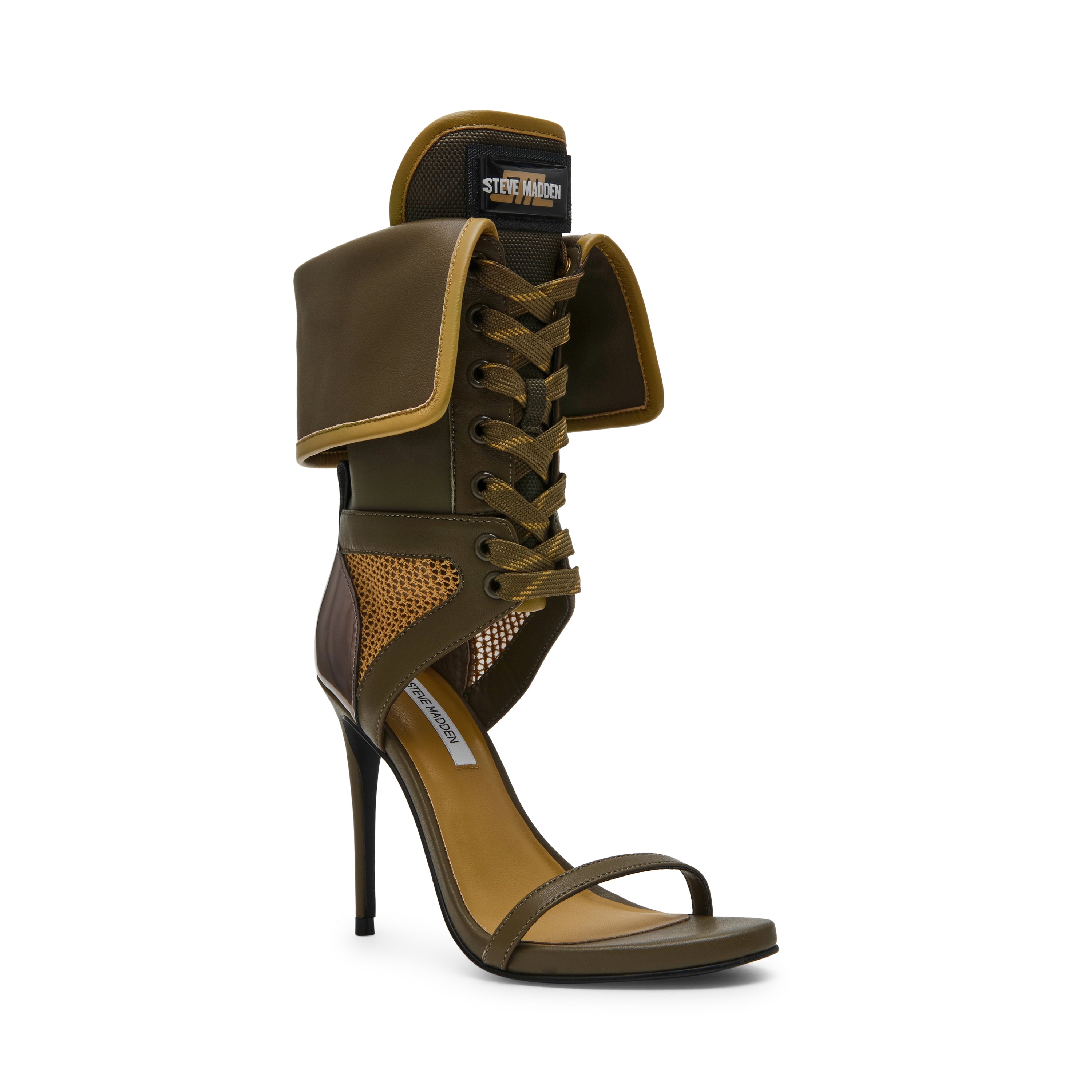 Steve Madden Casella sandales talon olive cuir 10 cm