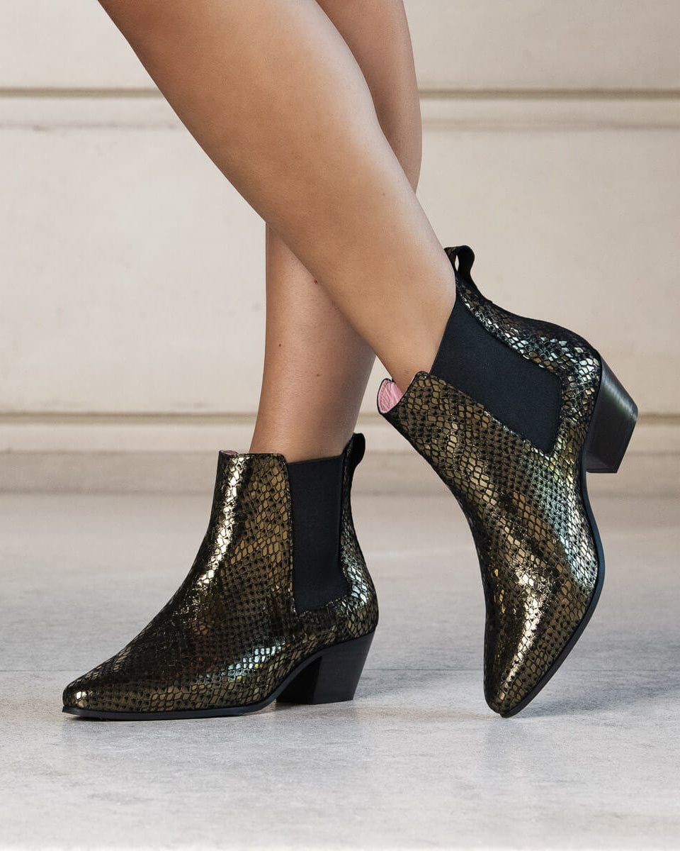 Coralie Masson Bogota bottines serpent mordoré 4 cm