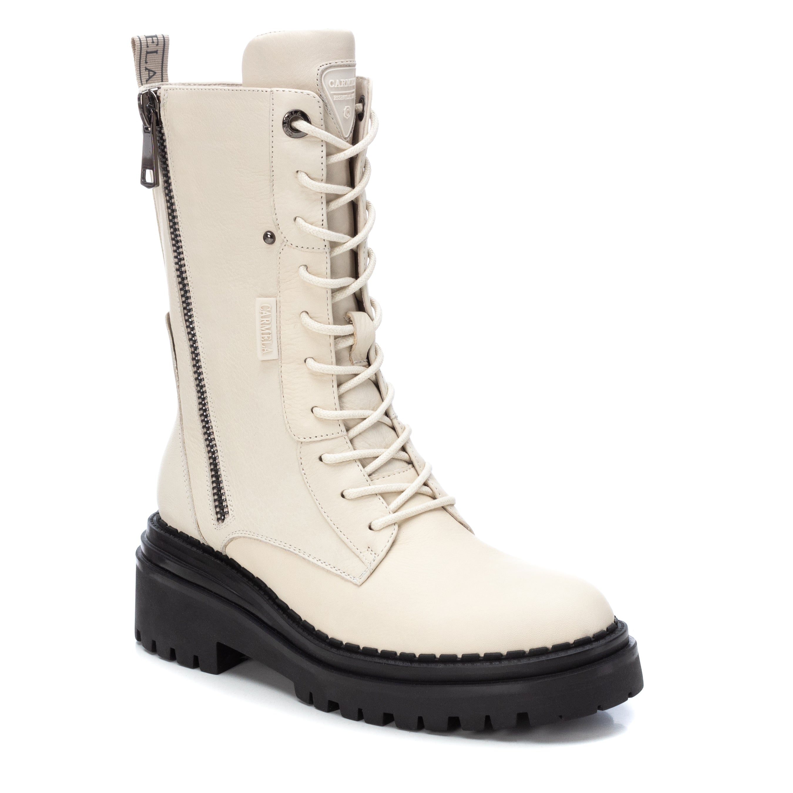 Carmela 16018902 bottines femme blanc cuir militaire