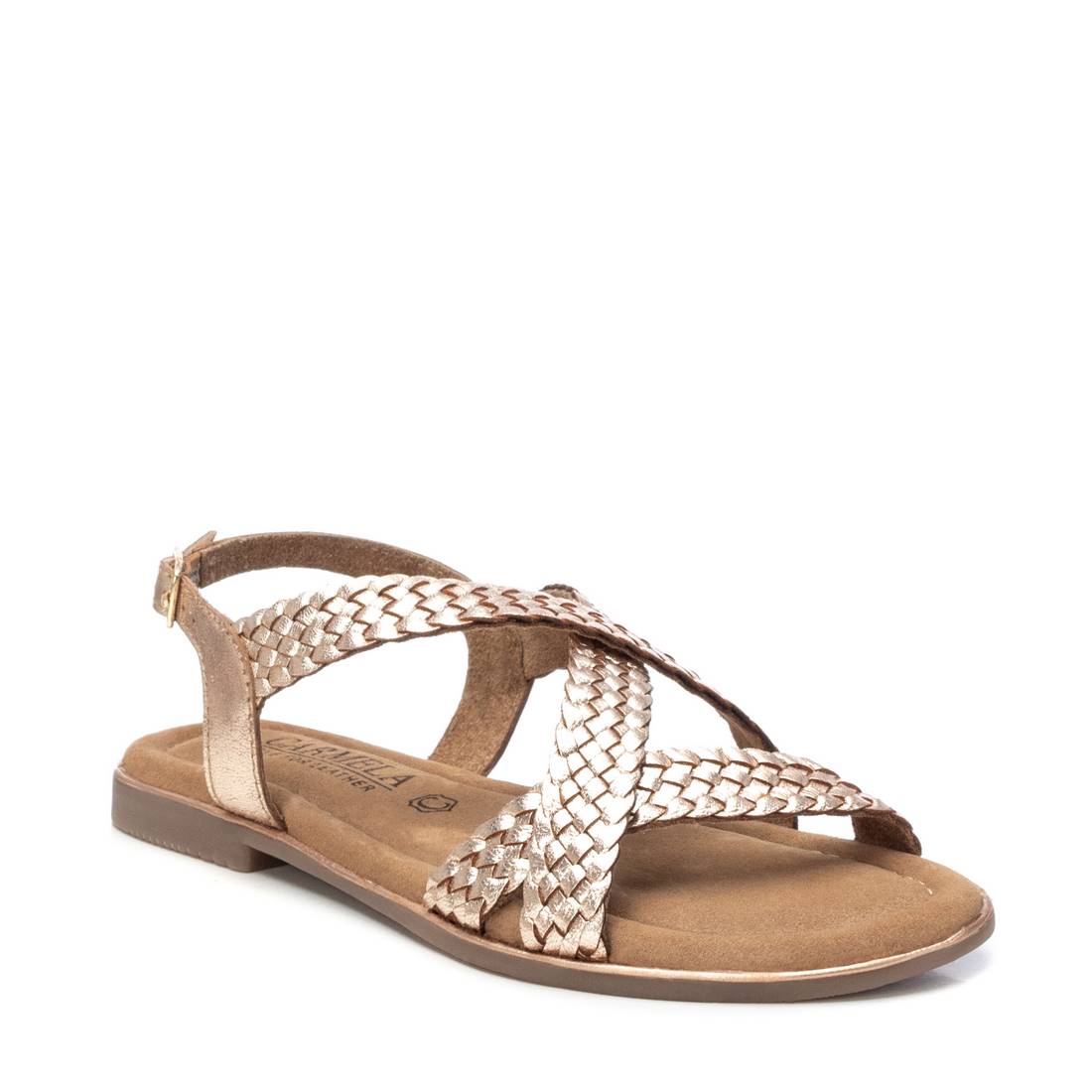 Carmela 16238701 sandale cuir doré talon plat