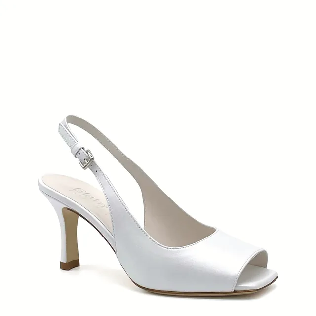ELATA S2209 sandales mariée cuir blanc perlé talon 7,5 cm