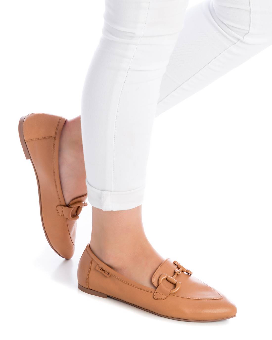 Carmela 16047201 mocassin marron cuir plat