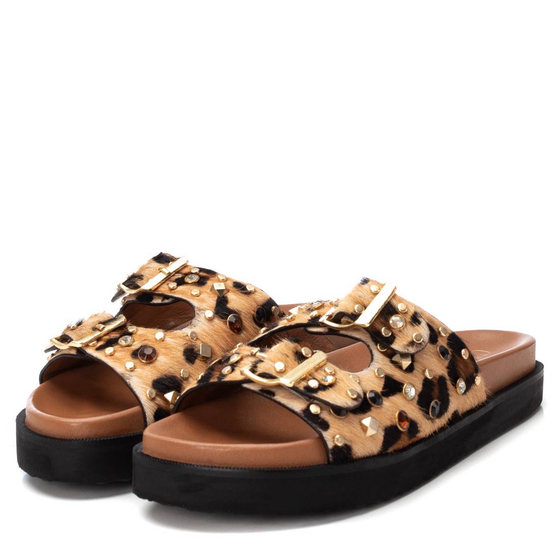 Carmela 16240103 sandale cuir léopard plate