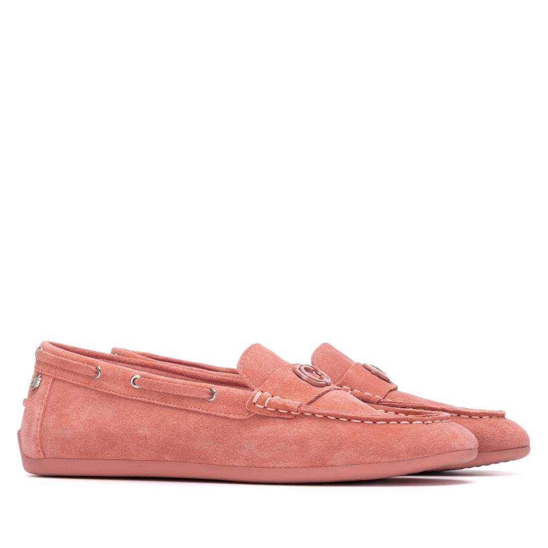 Carmela 16314301 mocassins cuir corail plat