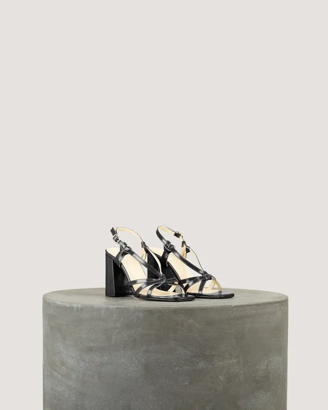 Tila March Noeud sandale cuir noir talon 8 cm