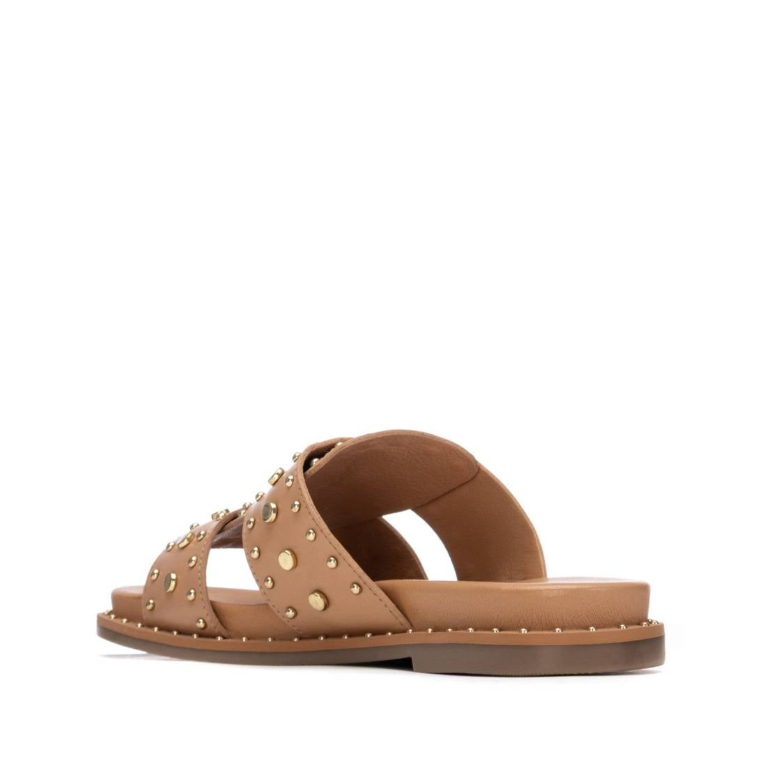 Carmela 16320202 sandale plate cuir beige clous