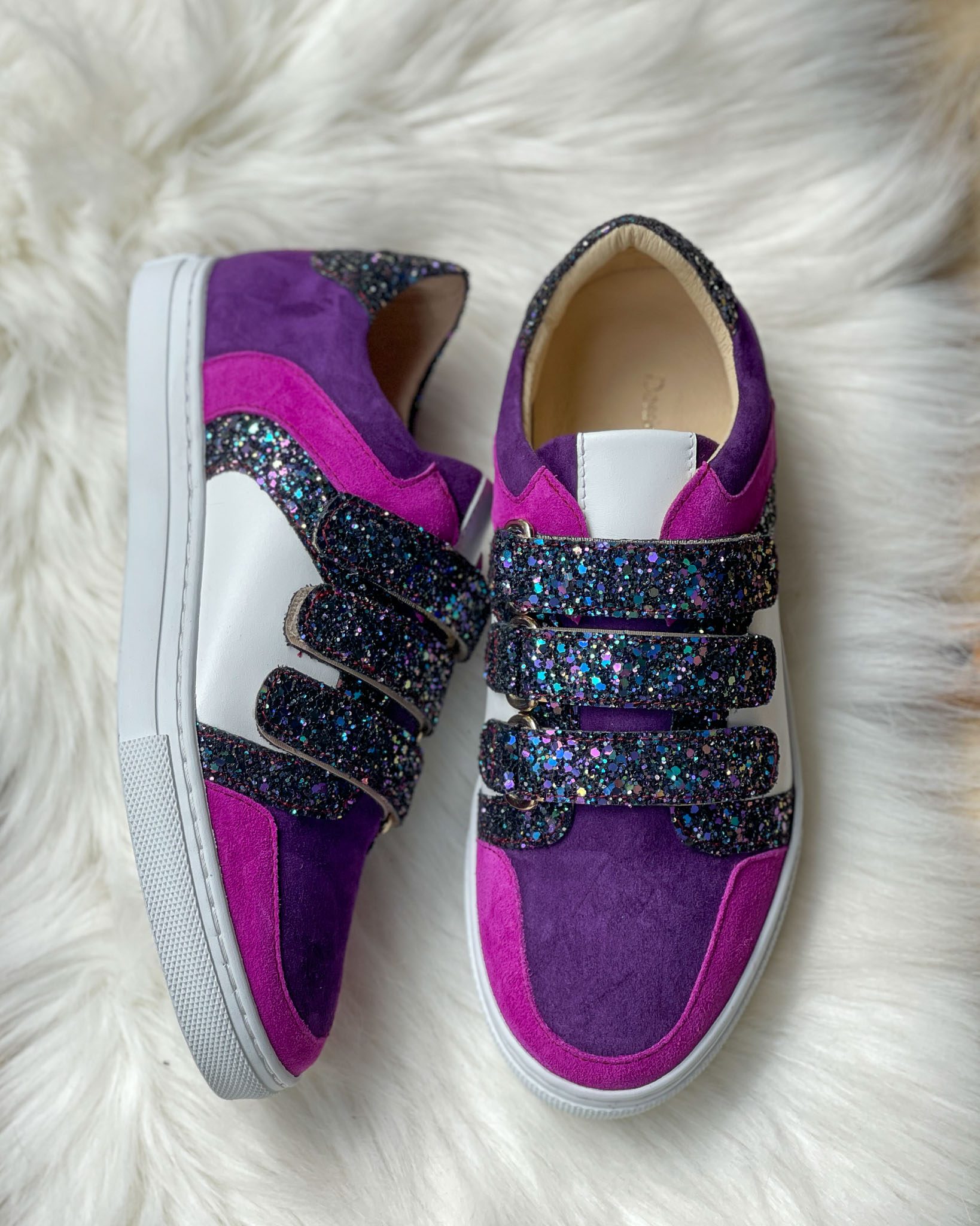 Dessine Moi Un Soulier basket velours violet fuchsia glitter