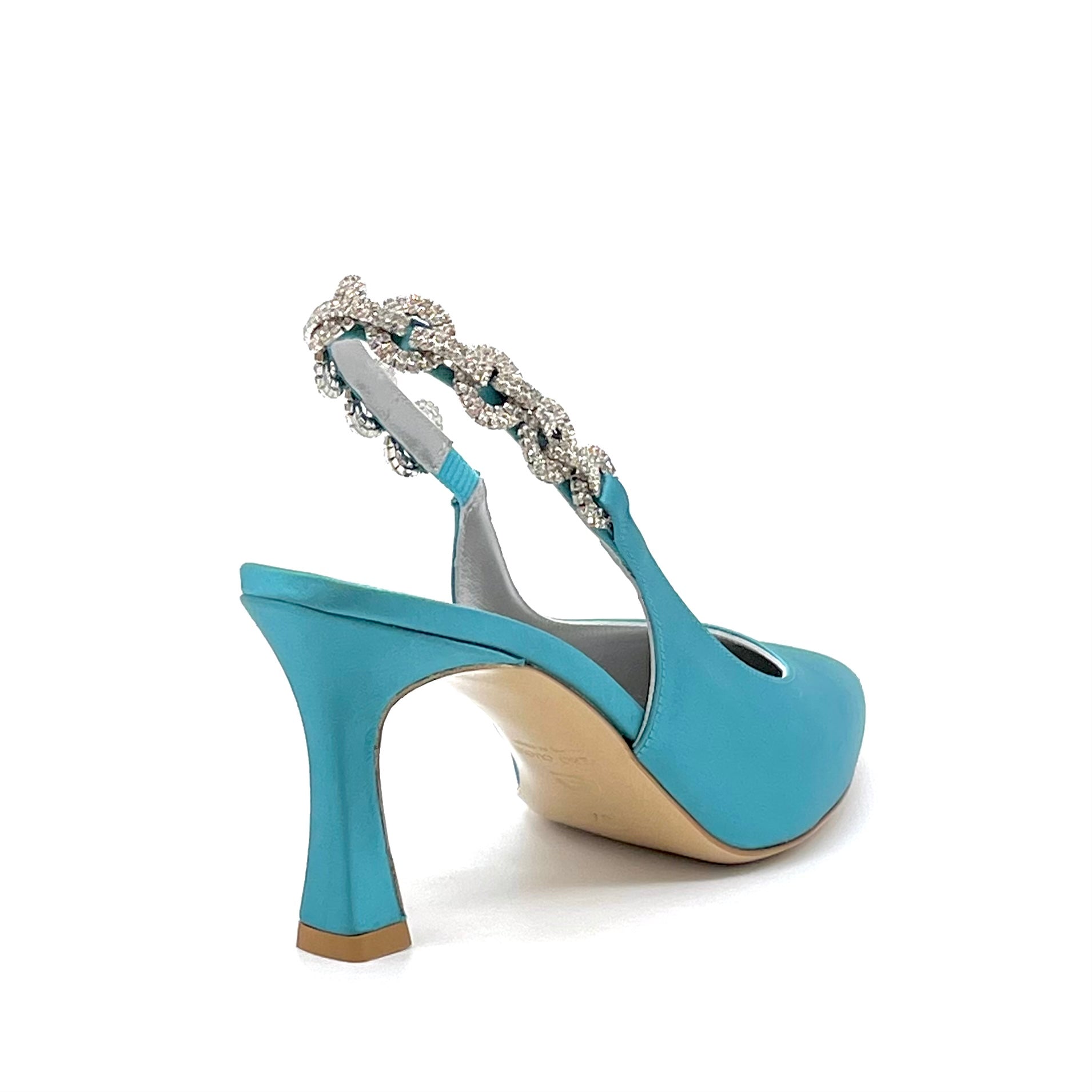 ELATA 13152 slingback satin pétrole talon 7,5 cm