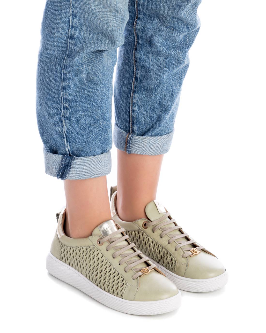 Carmela 16079703 basket cuir vert talon plat