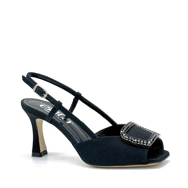 Elata 16117-1 sandales noires piqué boucle bijou 37