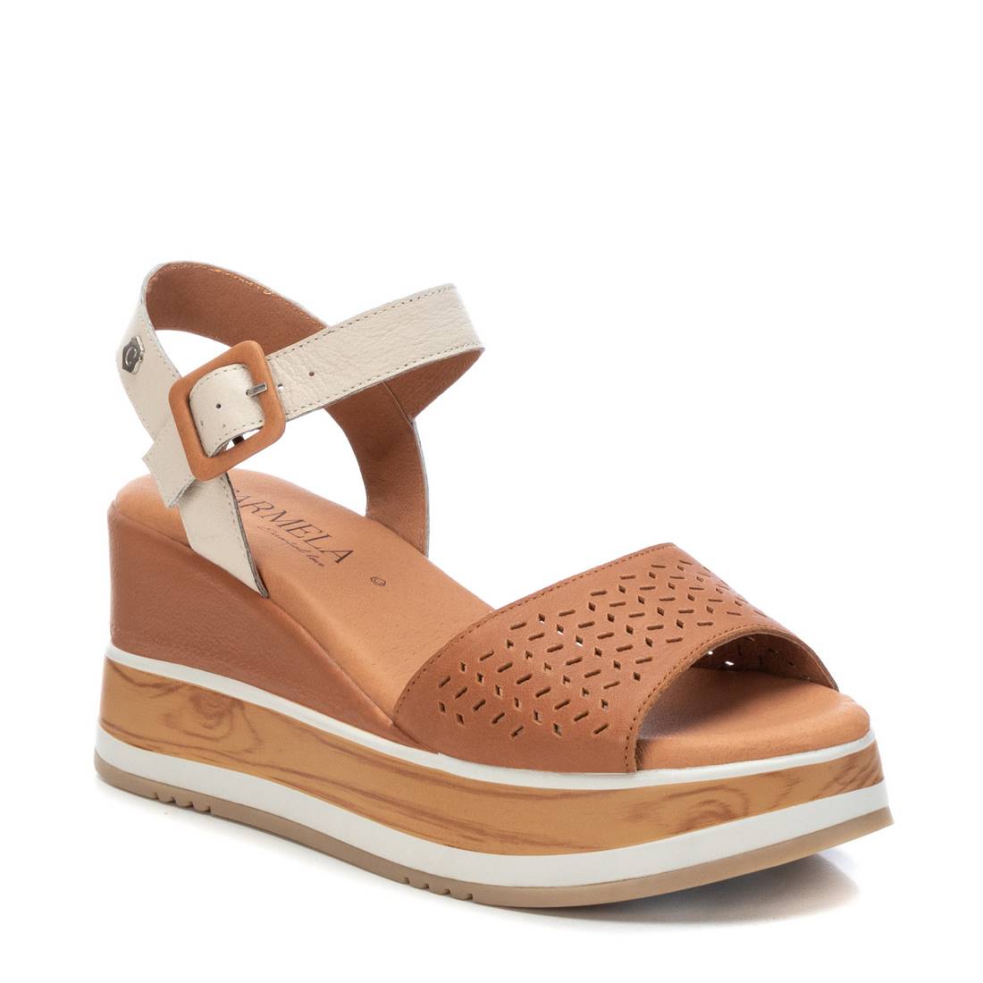 Carmela 16053102 sandales cuir marron compensées 8 cm