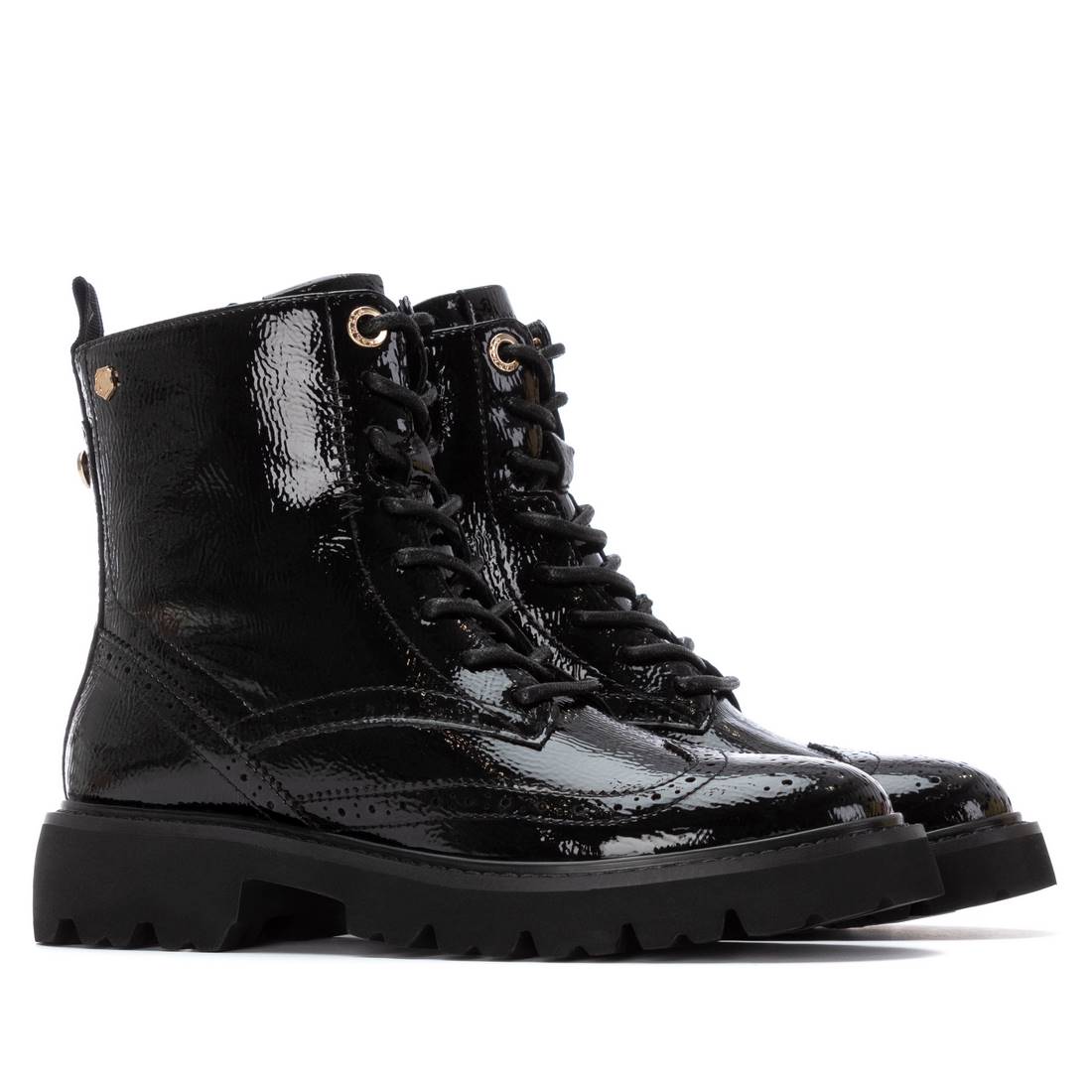 Carmela 16259301 bottine noire vernie talon moyen
