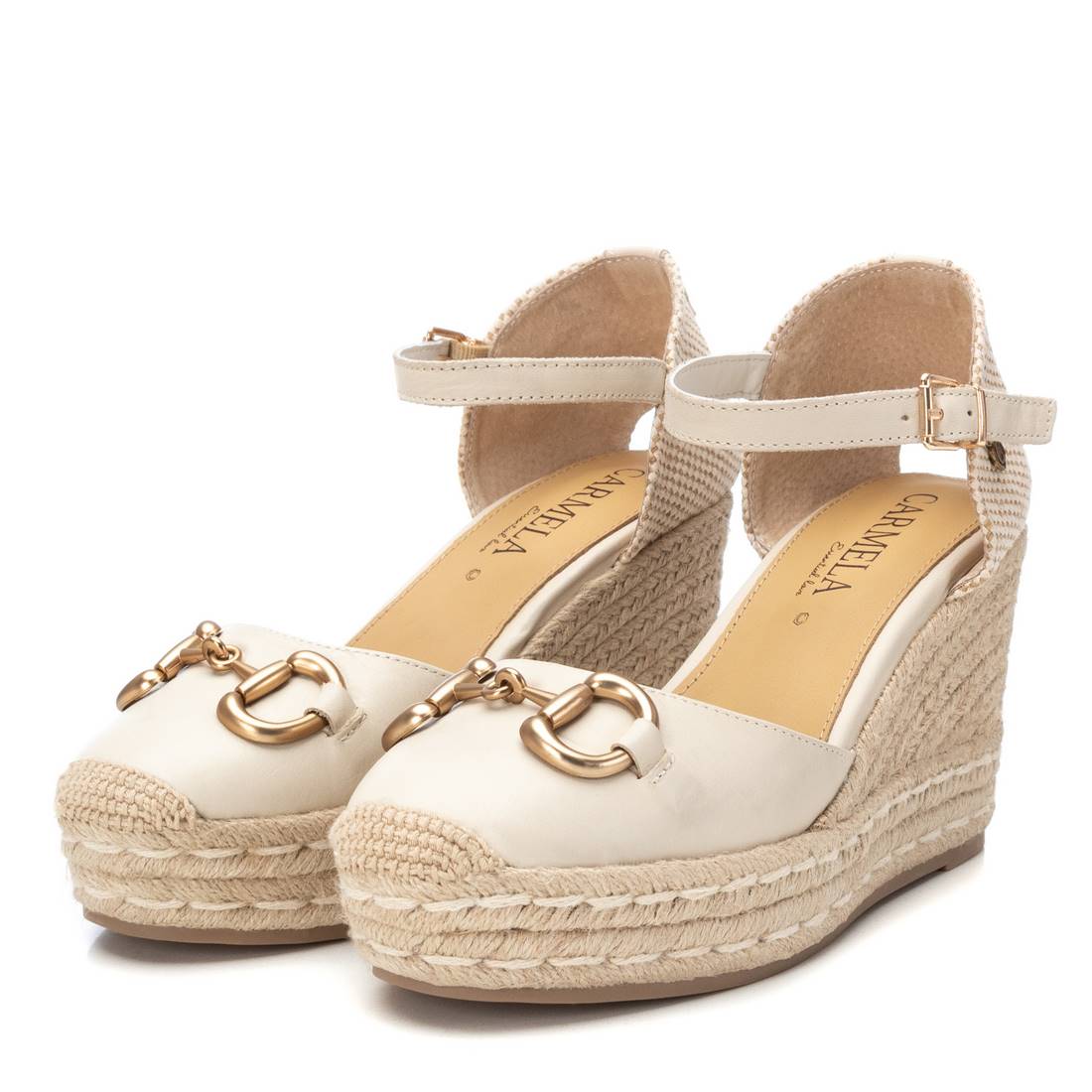 Carmela 16162703 espadrille compensée blanche cuir 9 cm