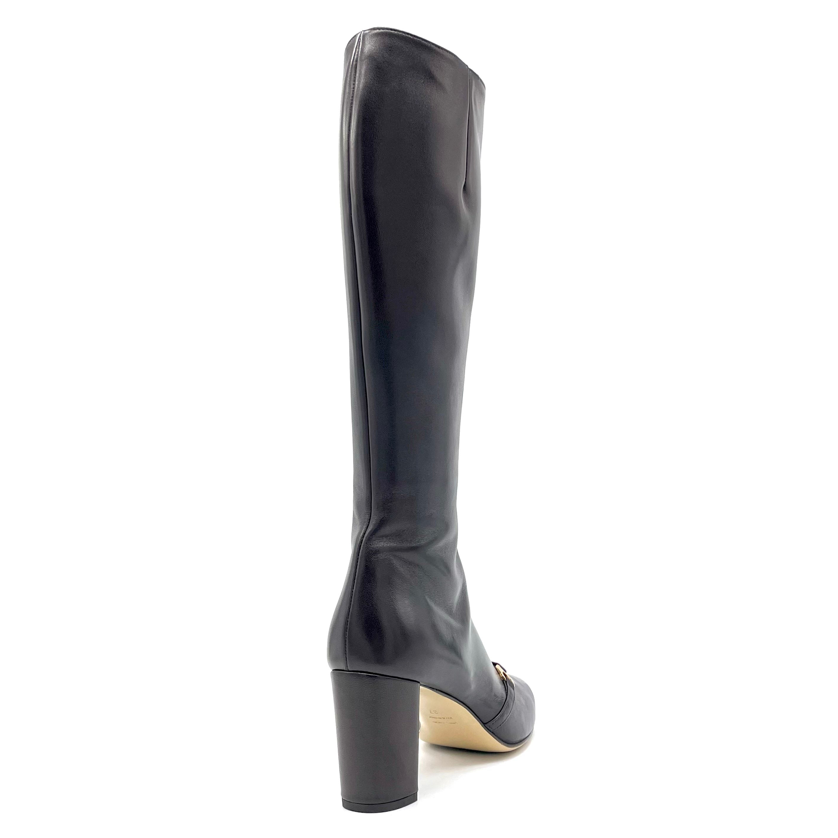ELATA 56547 bottes cuir noir détail doré talon 7,5 cm