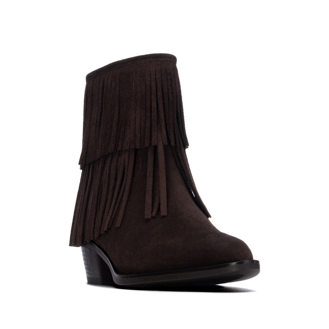 Carmela 16439502 bottine femme marron daim franges
