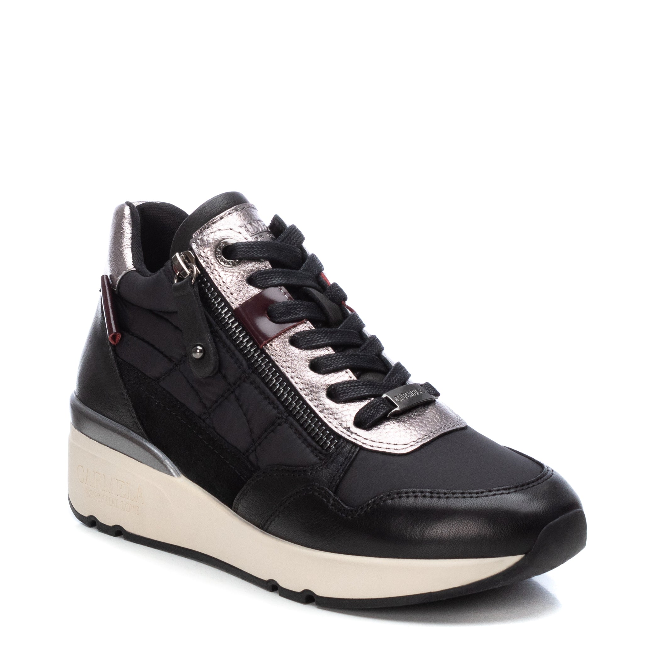 Carmela 16036401 basket noire textile talon plat