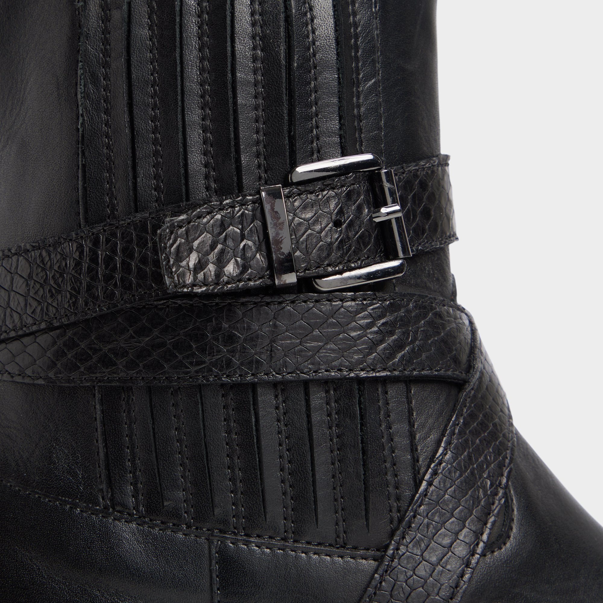 Aldo Moreti bottes homme cuir noir zip talon