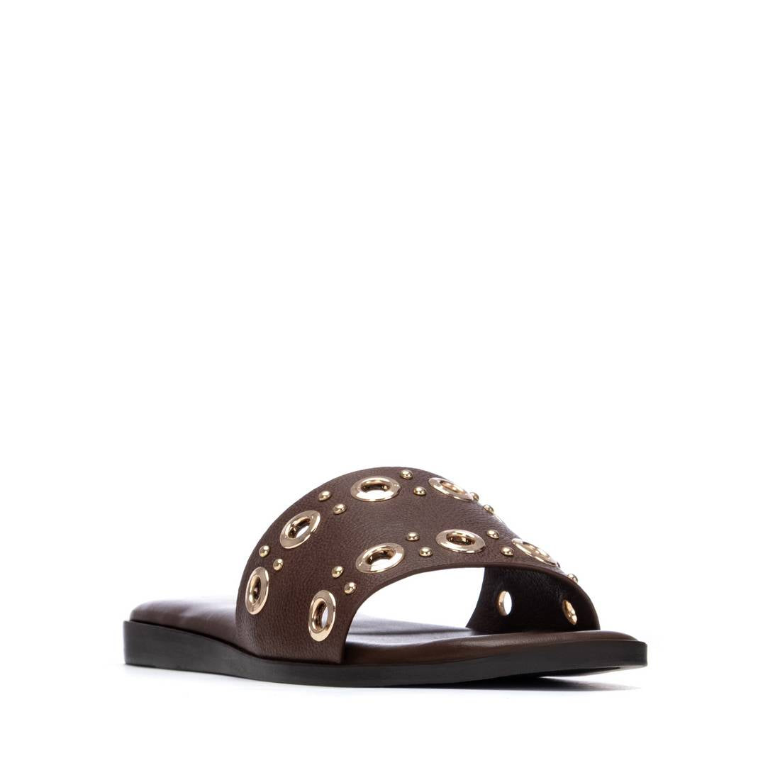 Carmela 16320302 sandale plate marron cuir métal