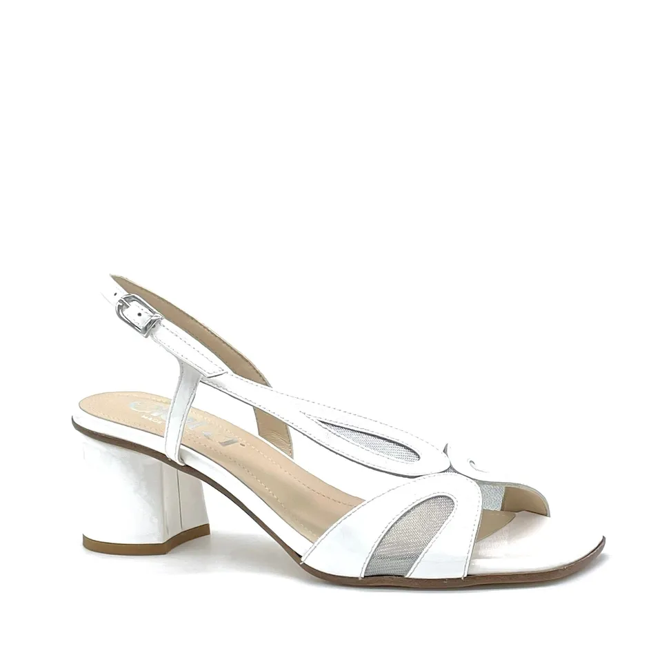 ELATA 16134 sandale vernie blanche talon 5,5 cm