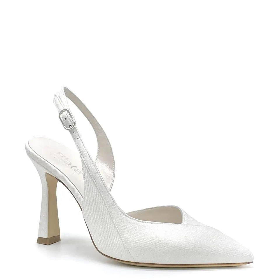 Elata S2307 slingback blanc laminé talon 9,5 cm