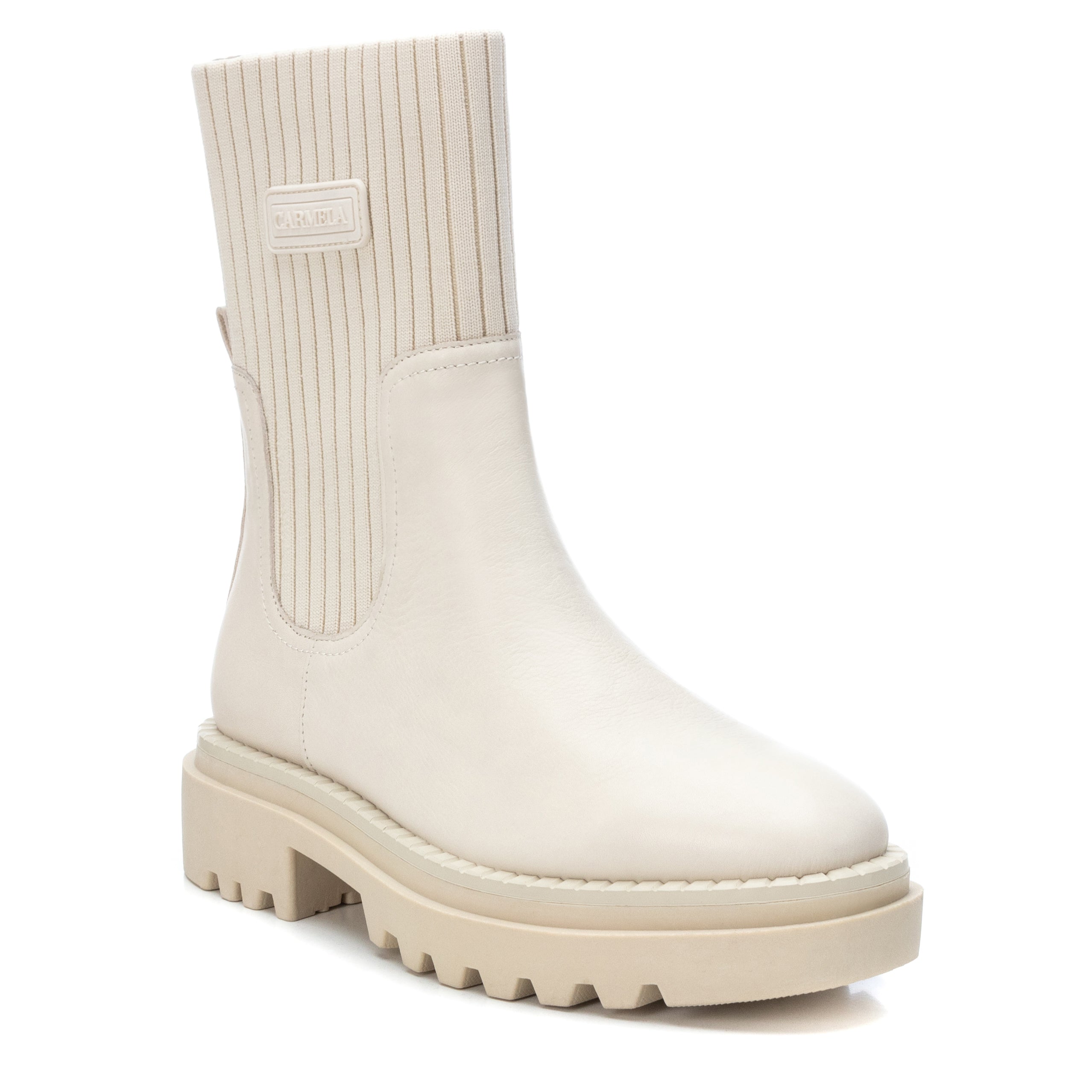 Carmela 16018502 bottine cuir blanc chelsea plate